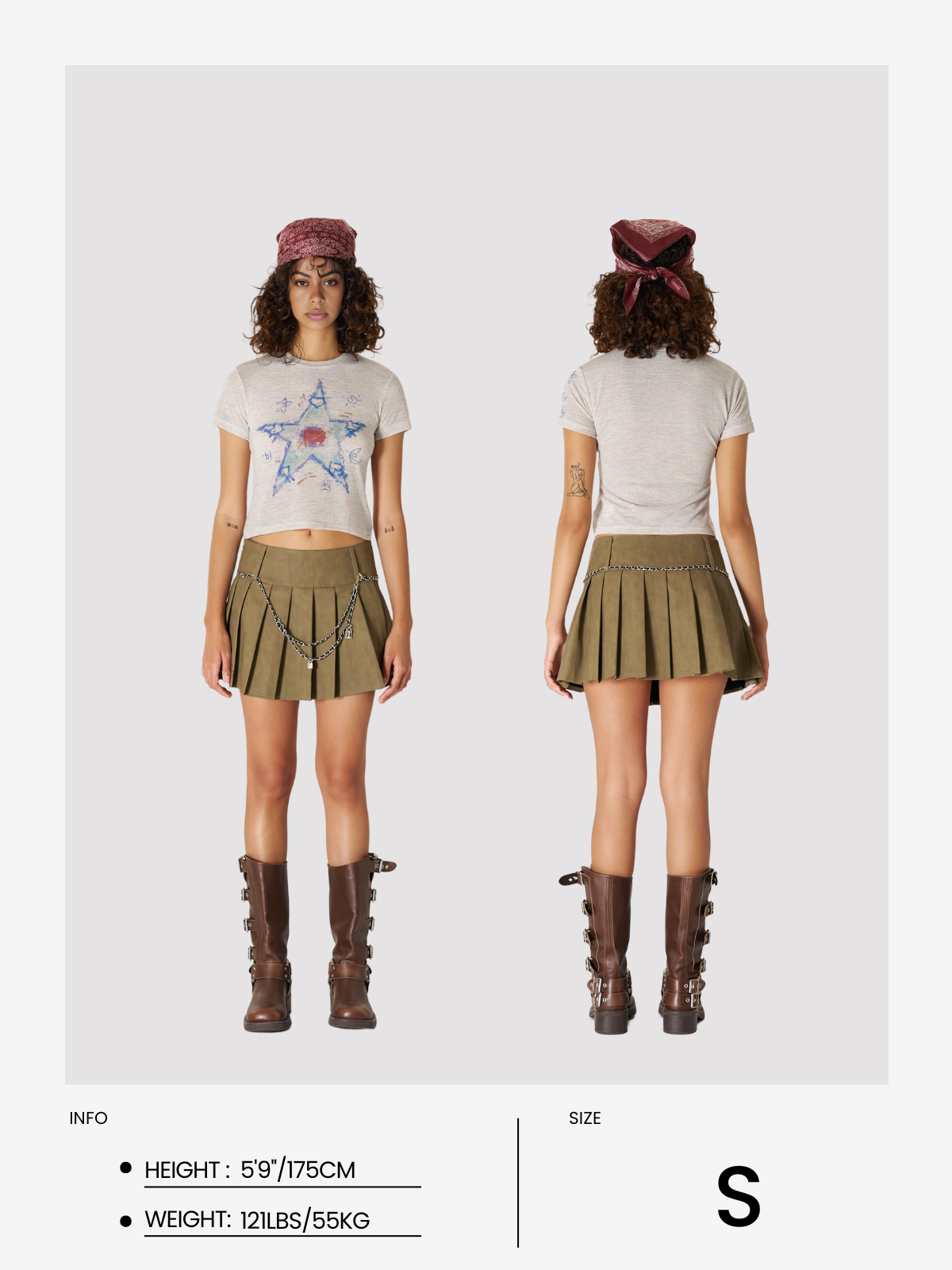 Print Cropped Knit Tee