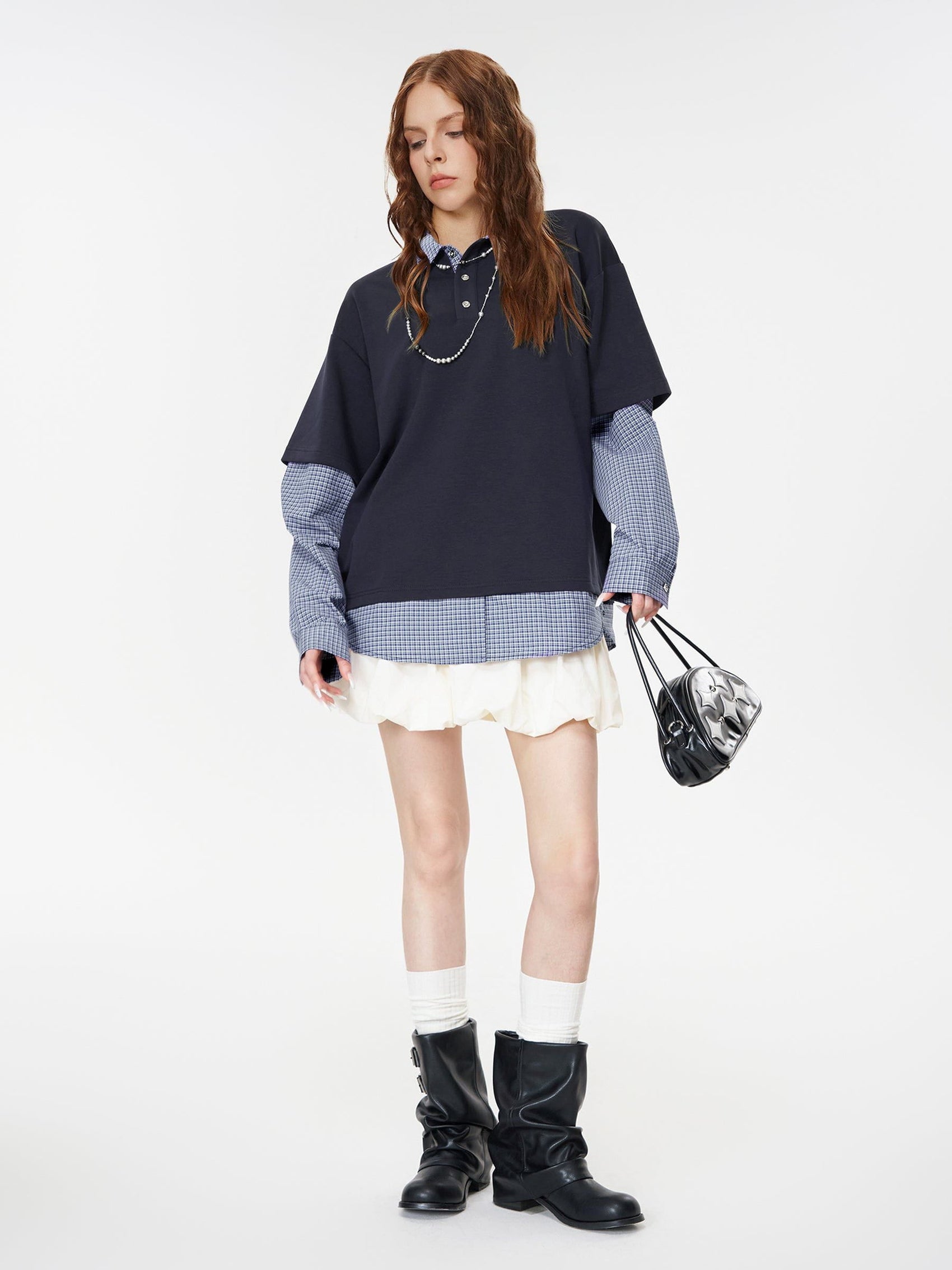 Double Layer Polo Long Sleeve Tee