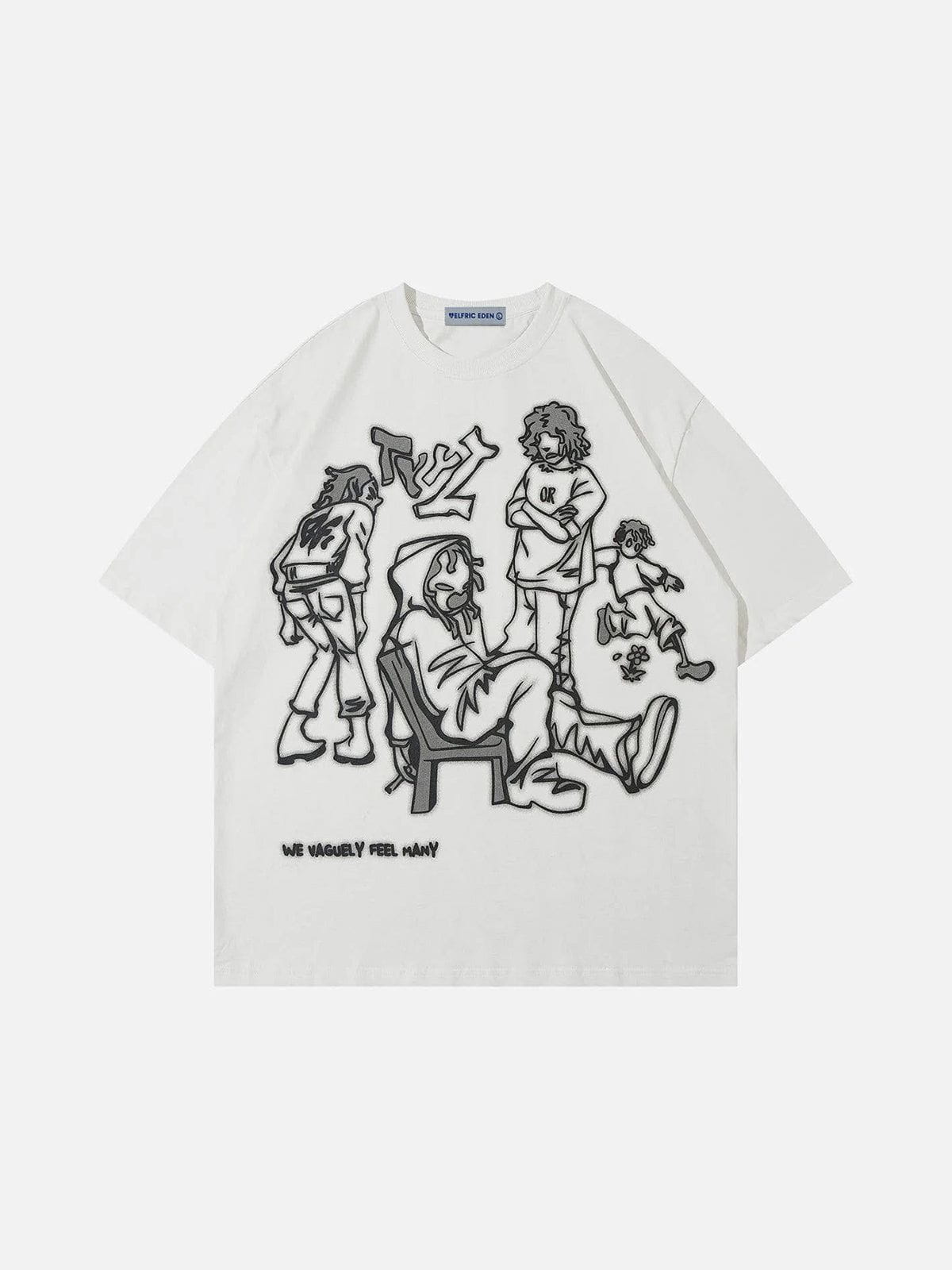 Cartoon Line Character Print Tee