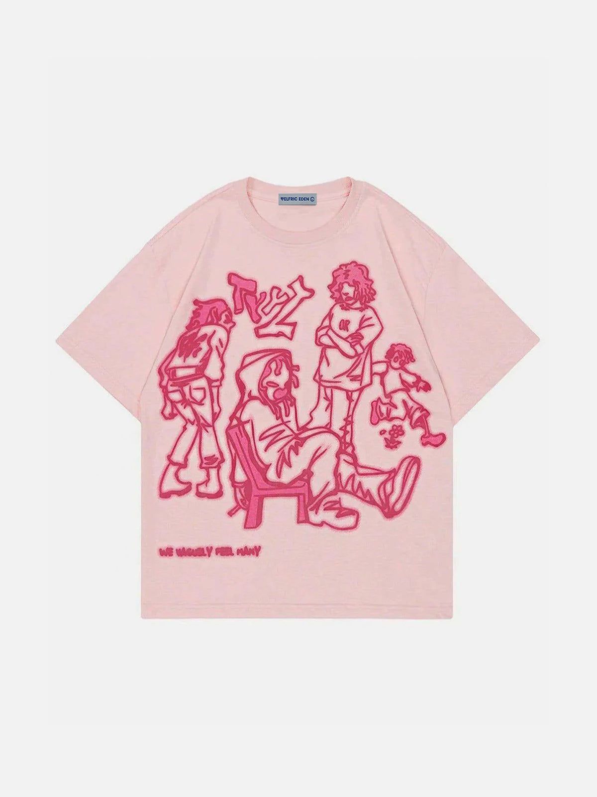Cartoon Line Character Print Tee