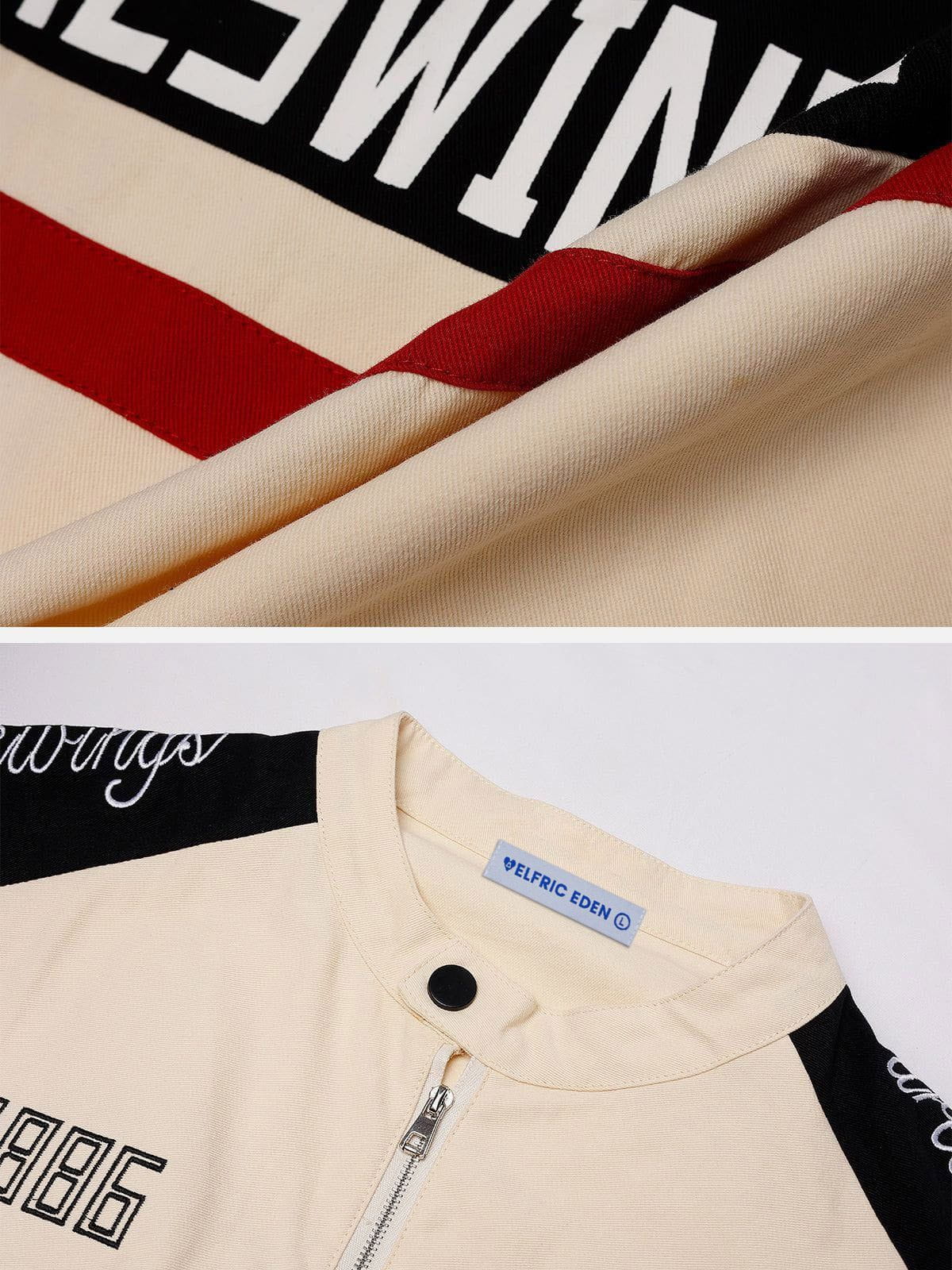 Zipper Stitching Racing Short Sleeve Shirt