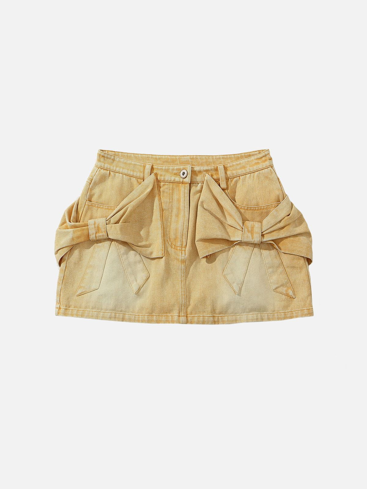 Bow Washed Denim Skirt