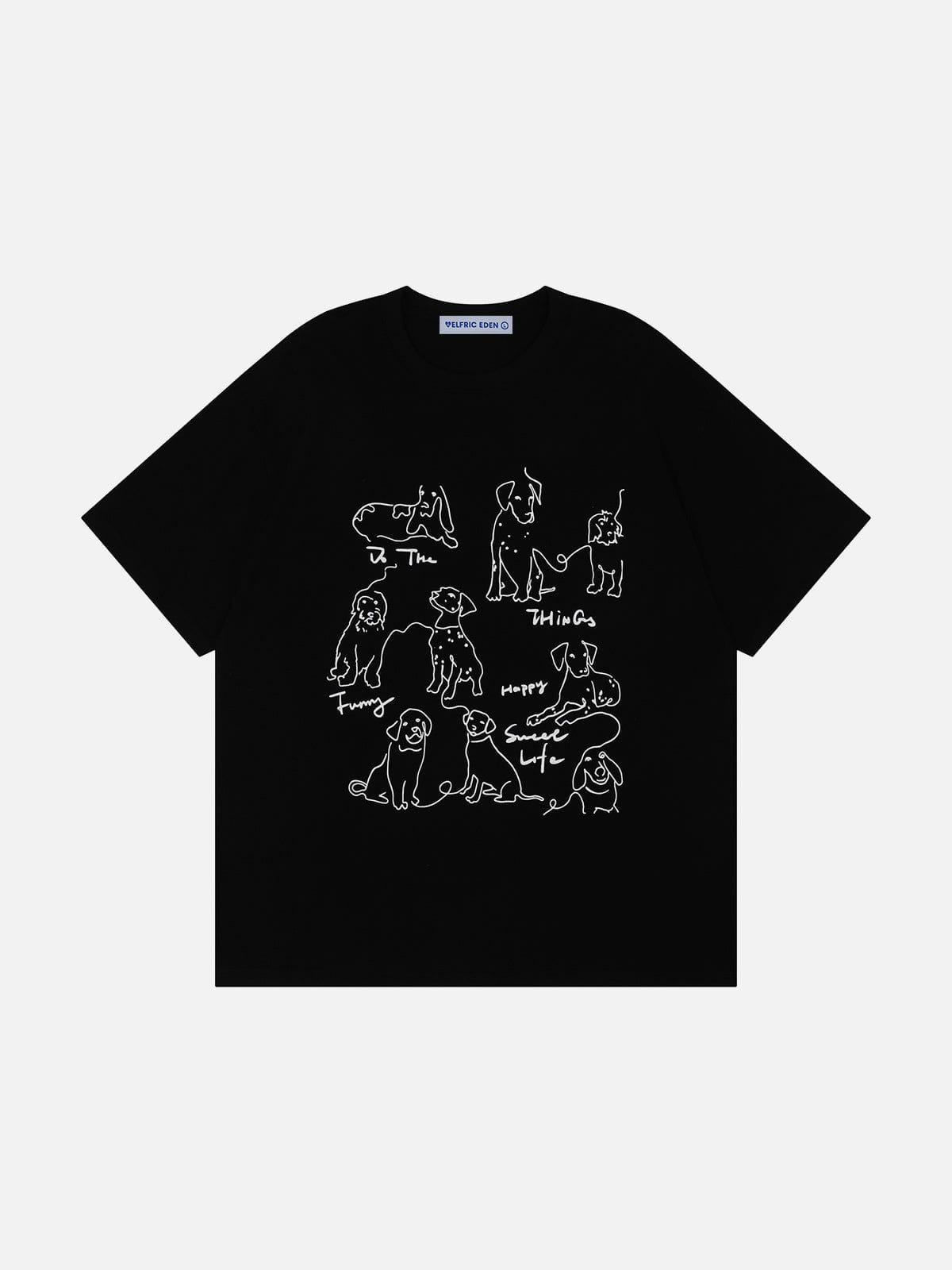 Line Cartoon Dog Tee