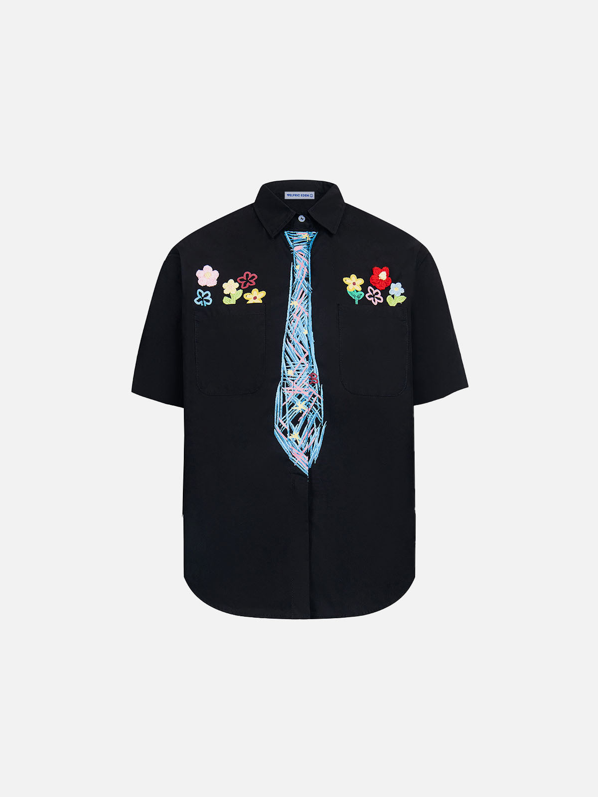 Graffiti Necktie Short Sleeve Shirt