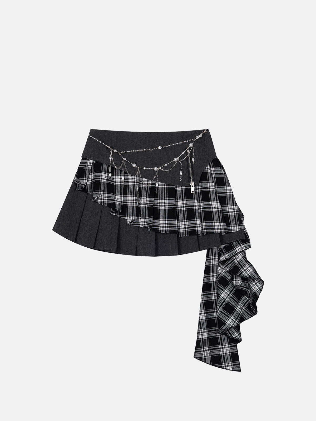 Plaid Patchwork Chain Skirt