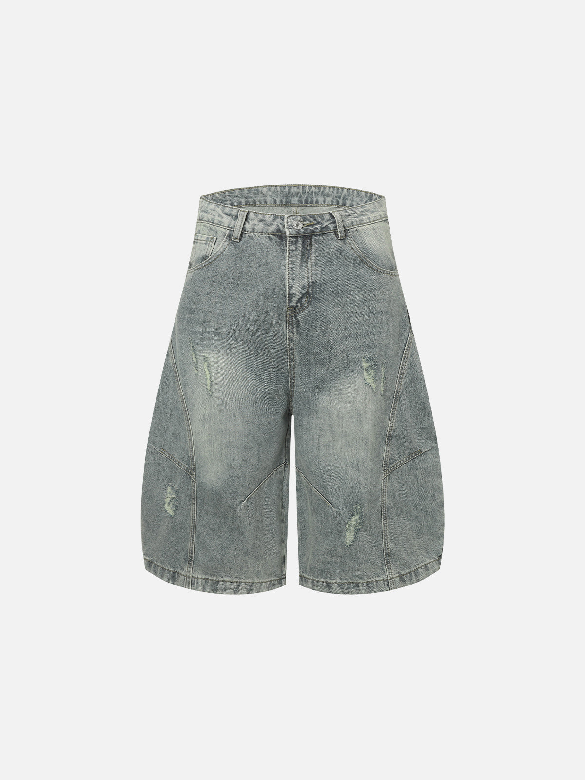Washed Distressed Longline Barrel Jorts