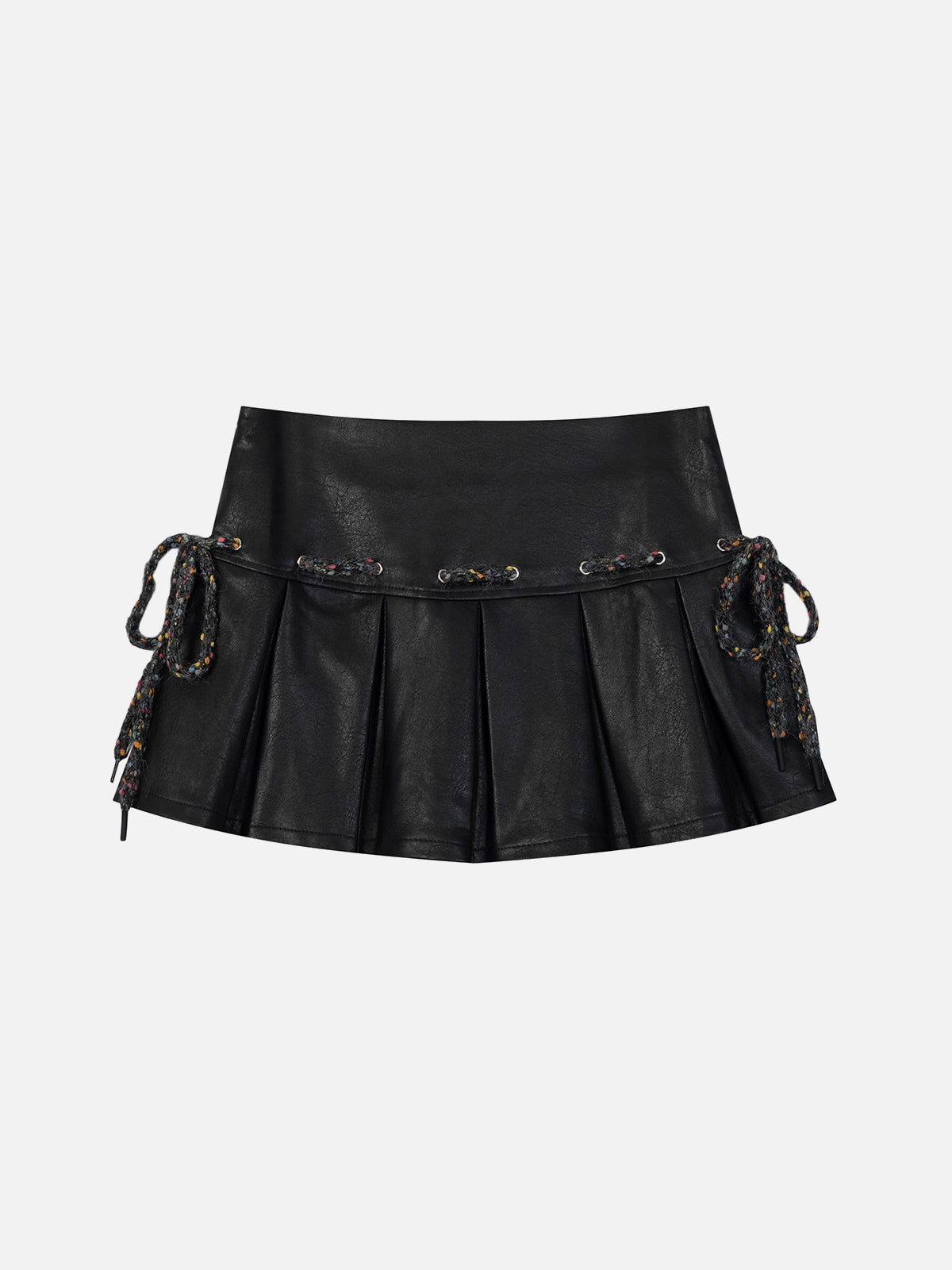 Drawstring Wrinkle Faux Leather Skirt