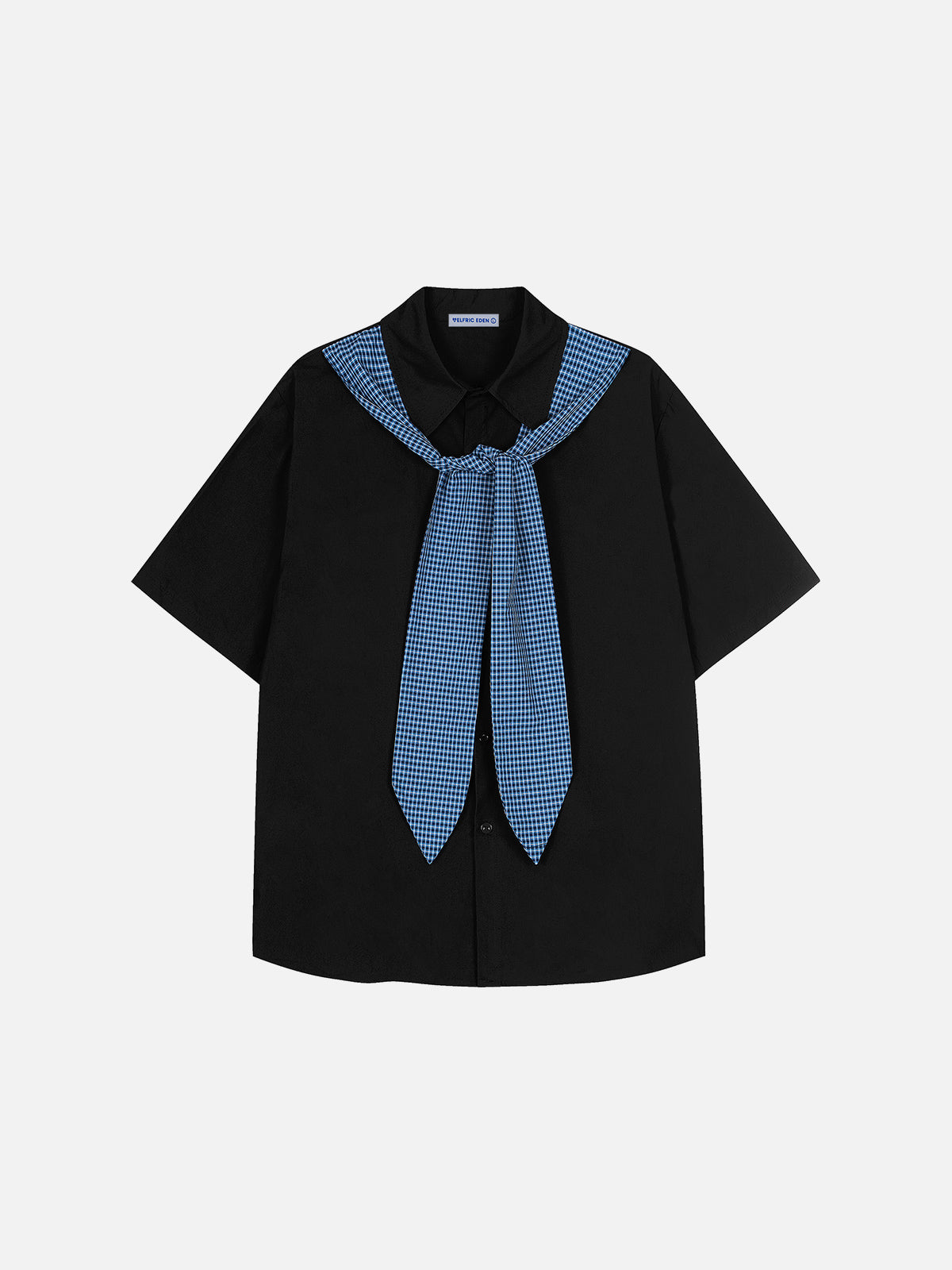 Plaid Necktie Short Sleeve Shirt