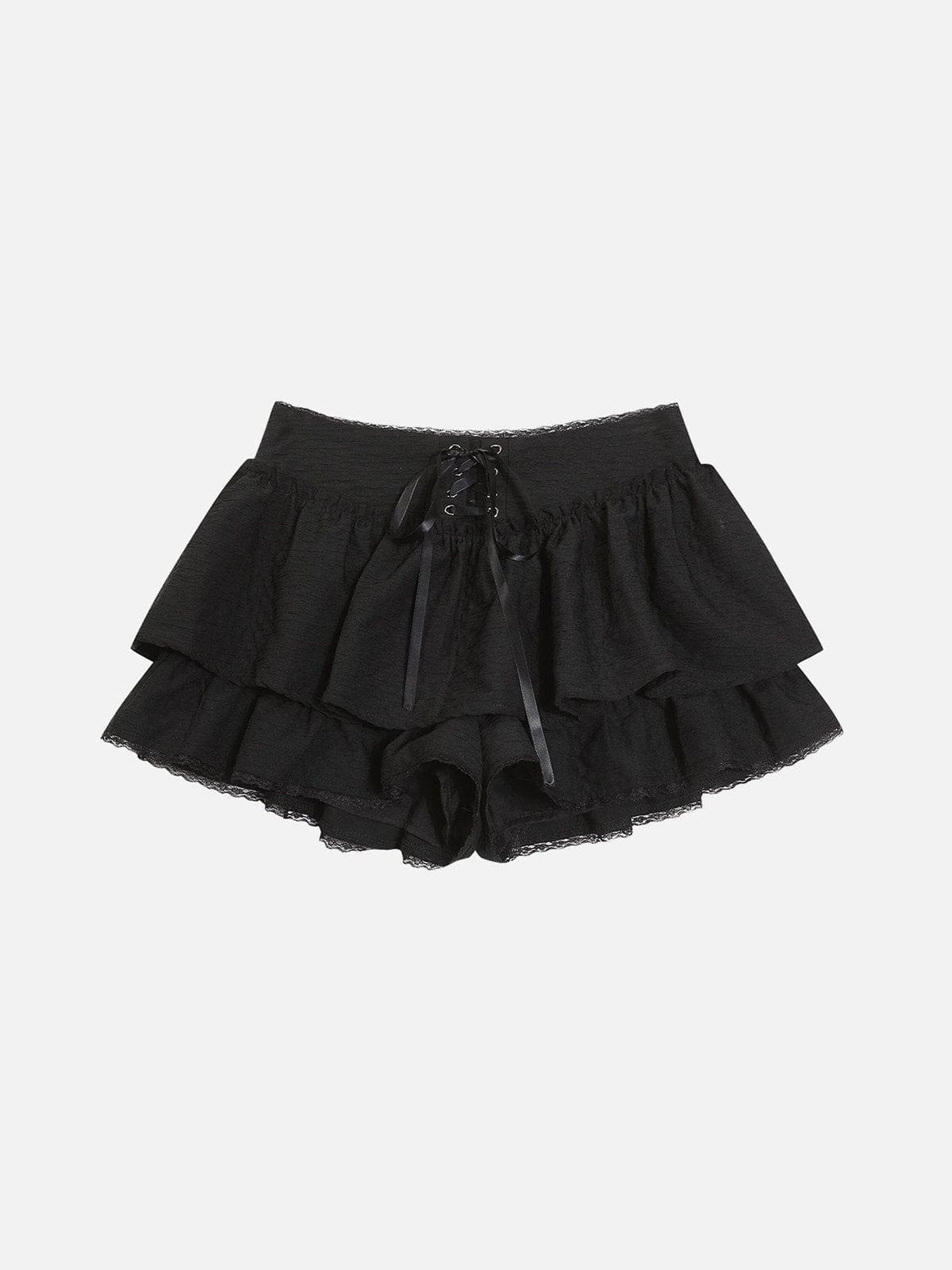 Lace Patchwork Wrinkle Skirt