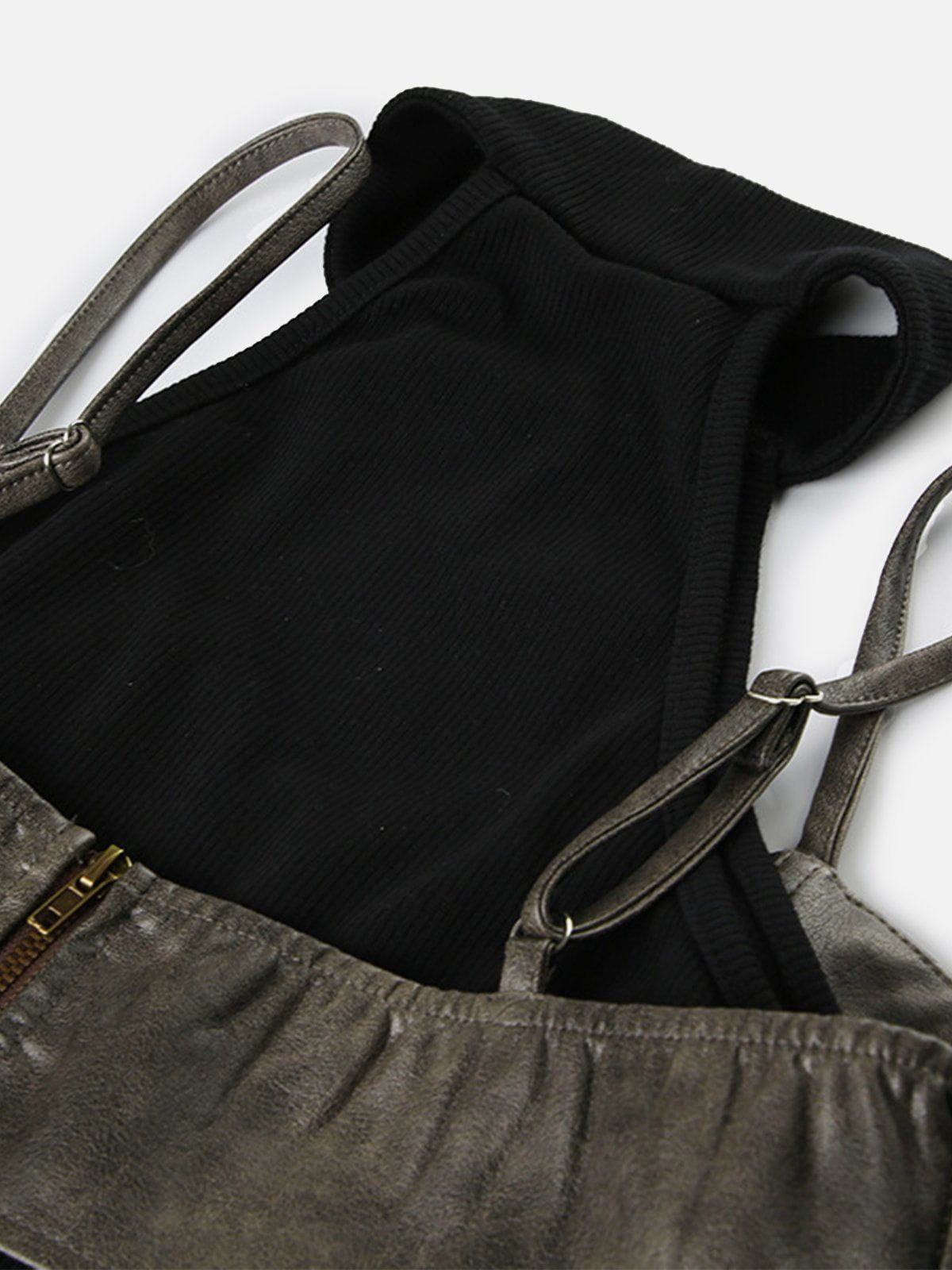 Faux Leather Patchwork Tank Top