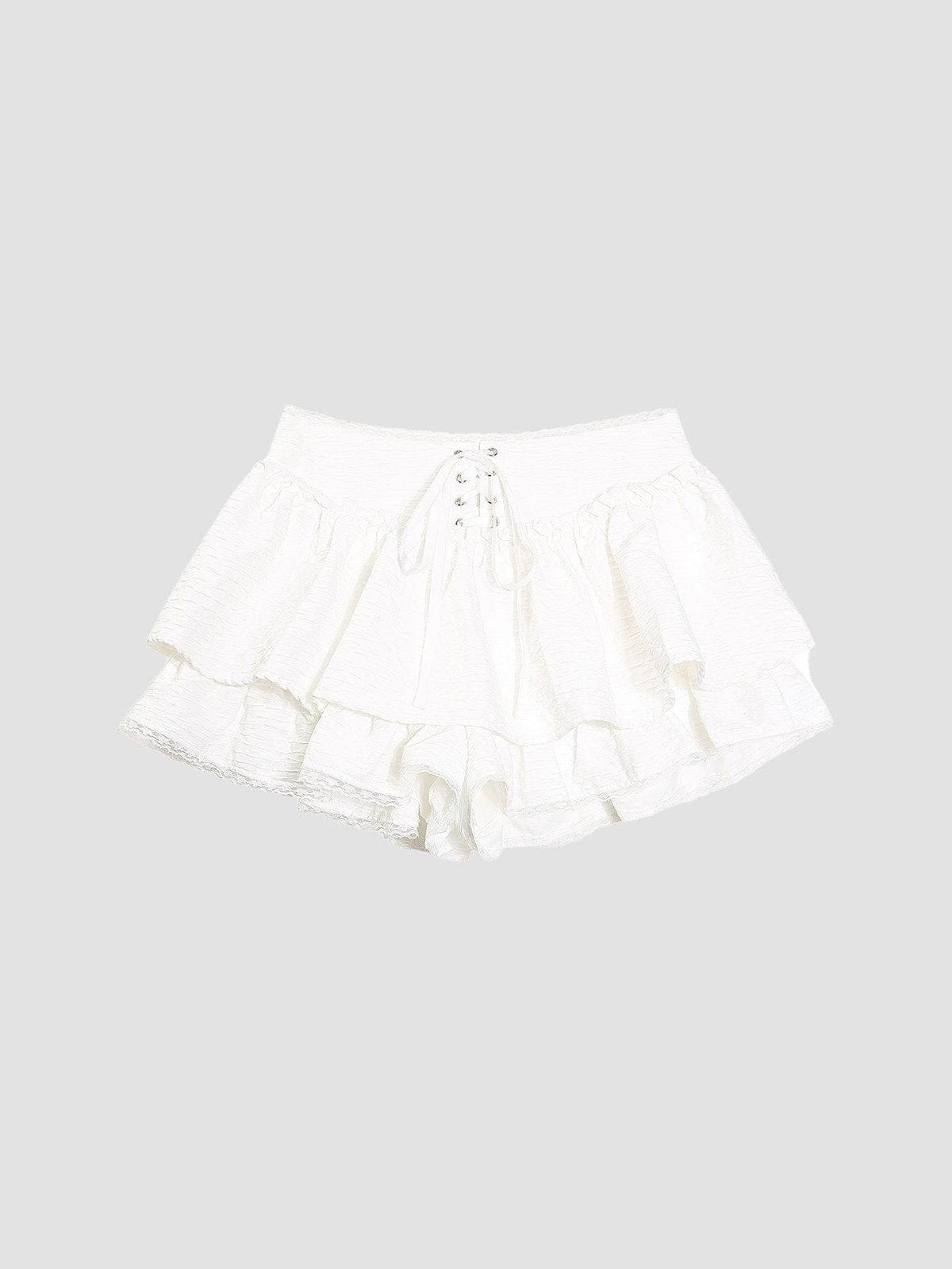 Lace Patchwork Wrinkle Skirt