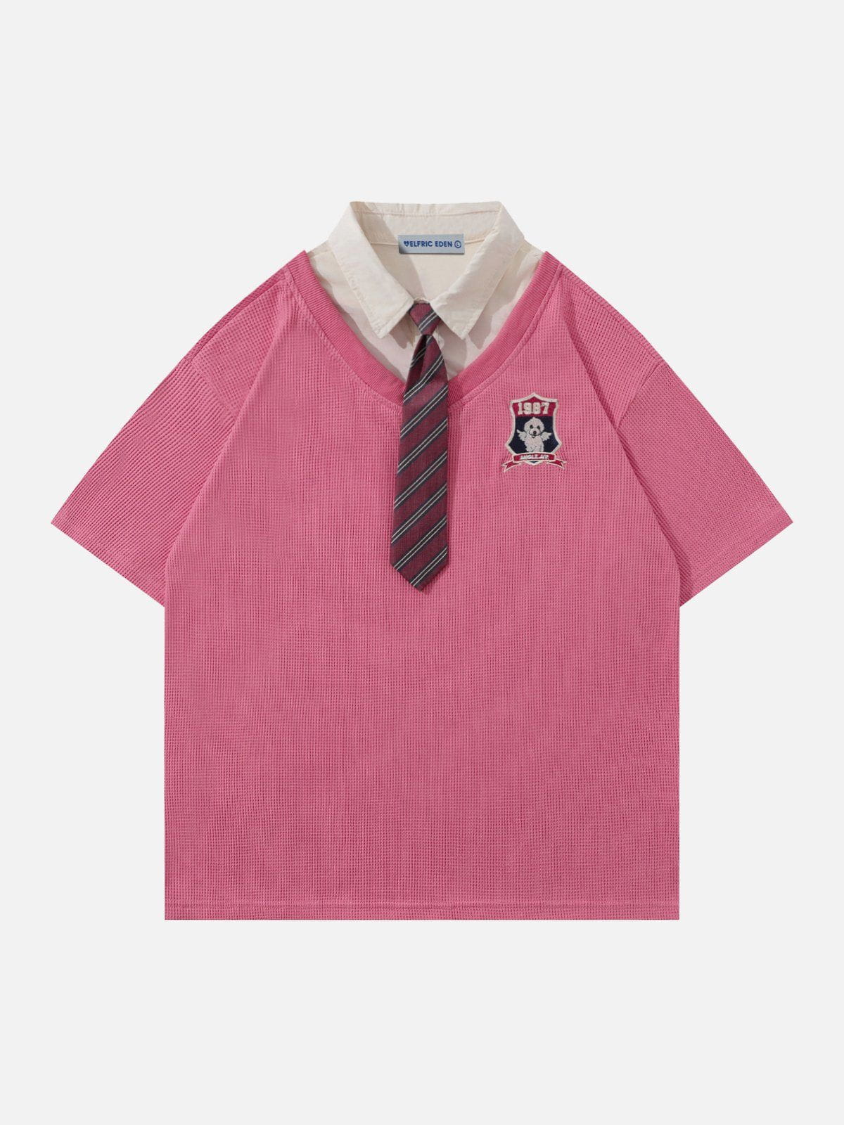 College Stripe Tie Polo Tee