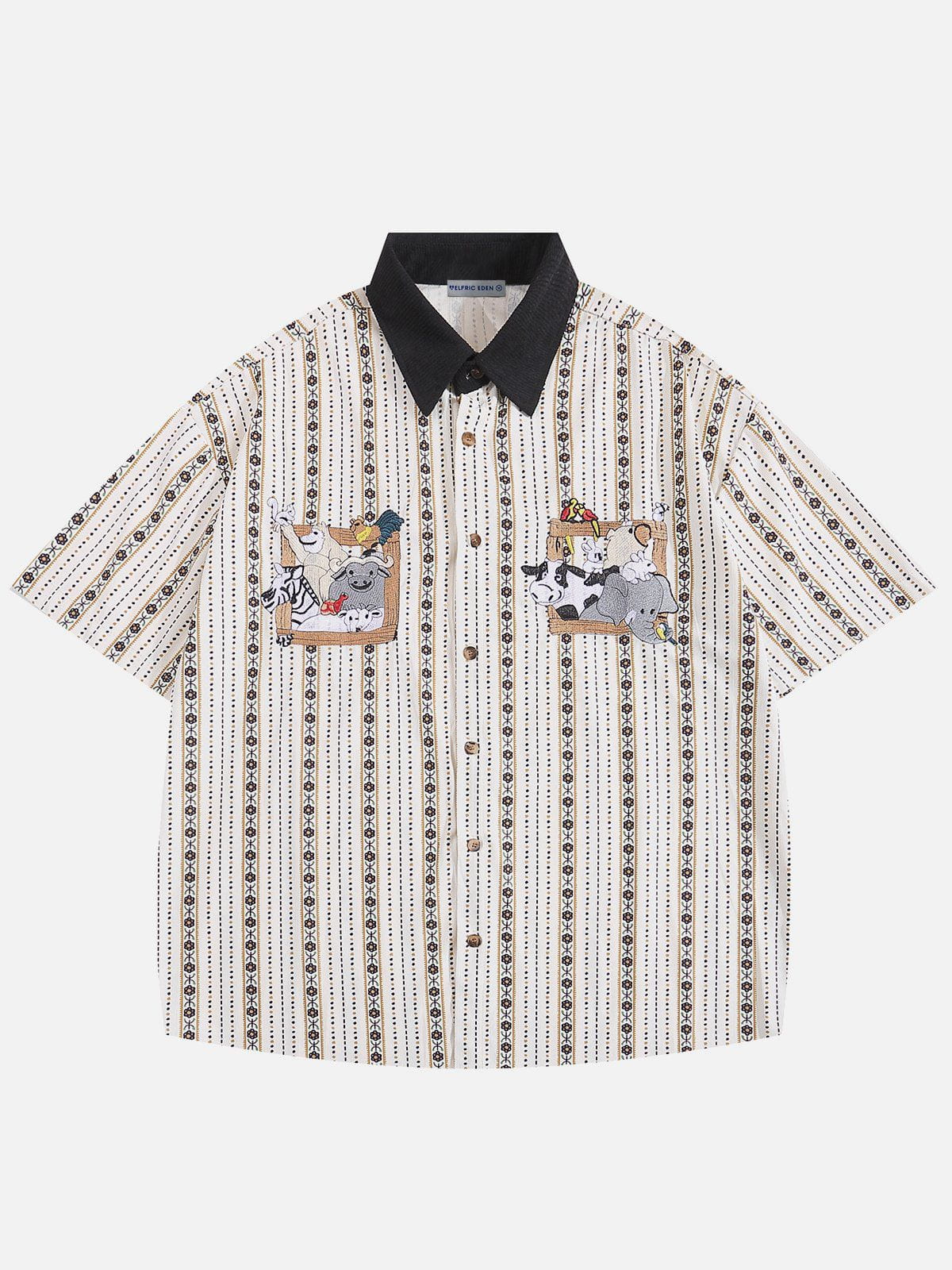 Embroidery Animal Short Sleeve Shirt