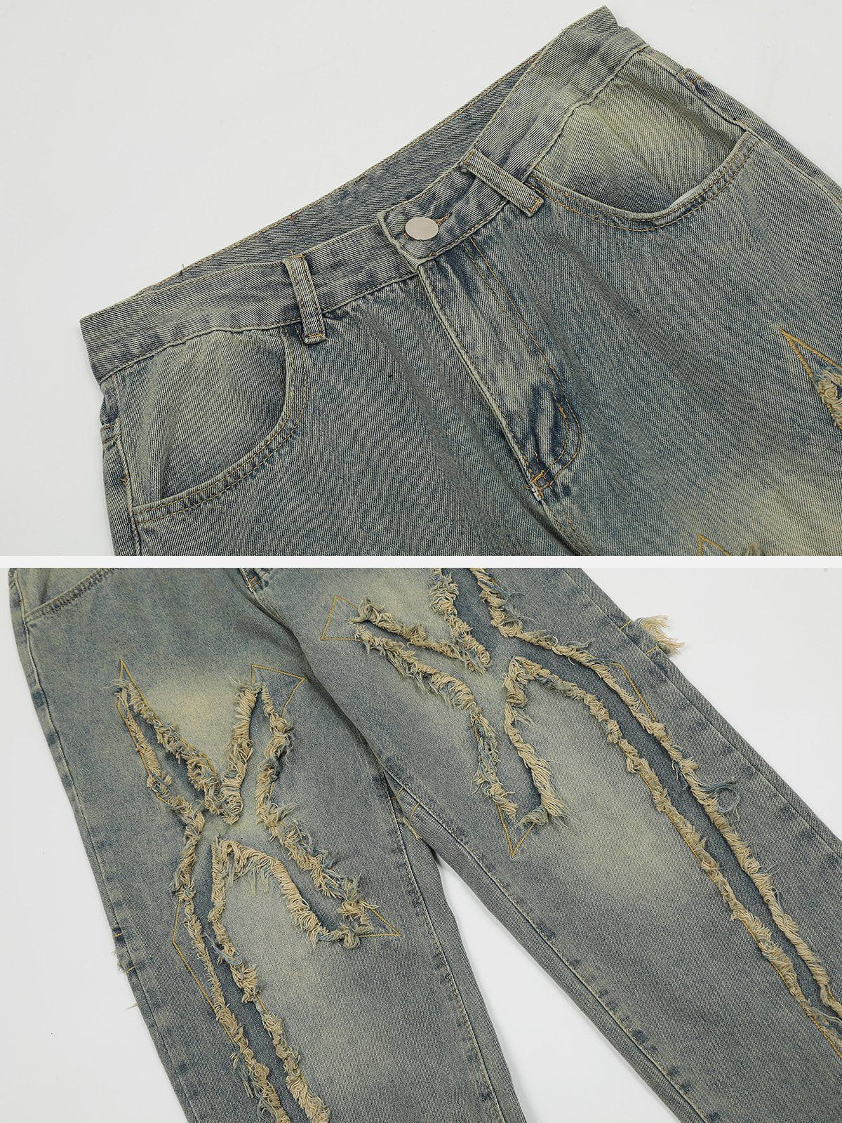 Washed Fringe Jeans