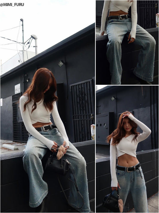 Rhinestone Baggy Jeans