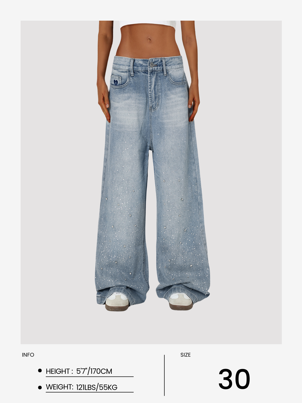 Rhinestone Baggy Jeans