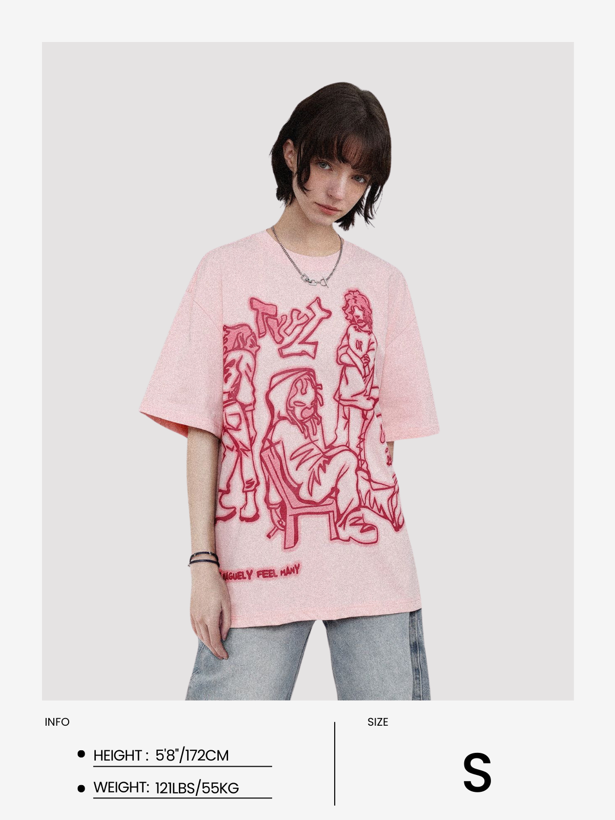 Cartoon Line Character Print Tee