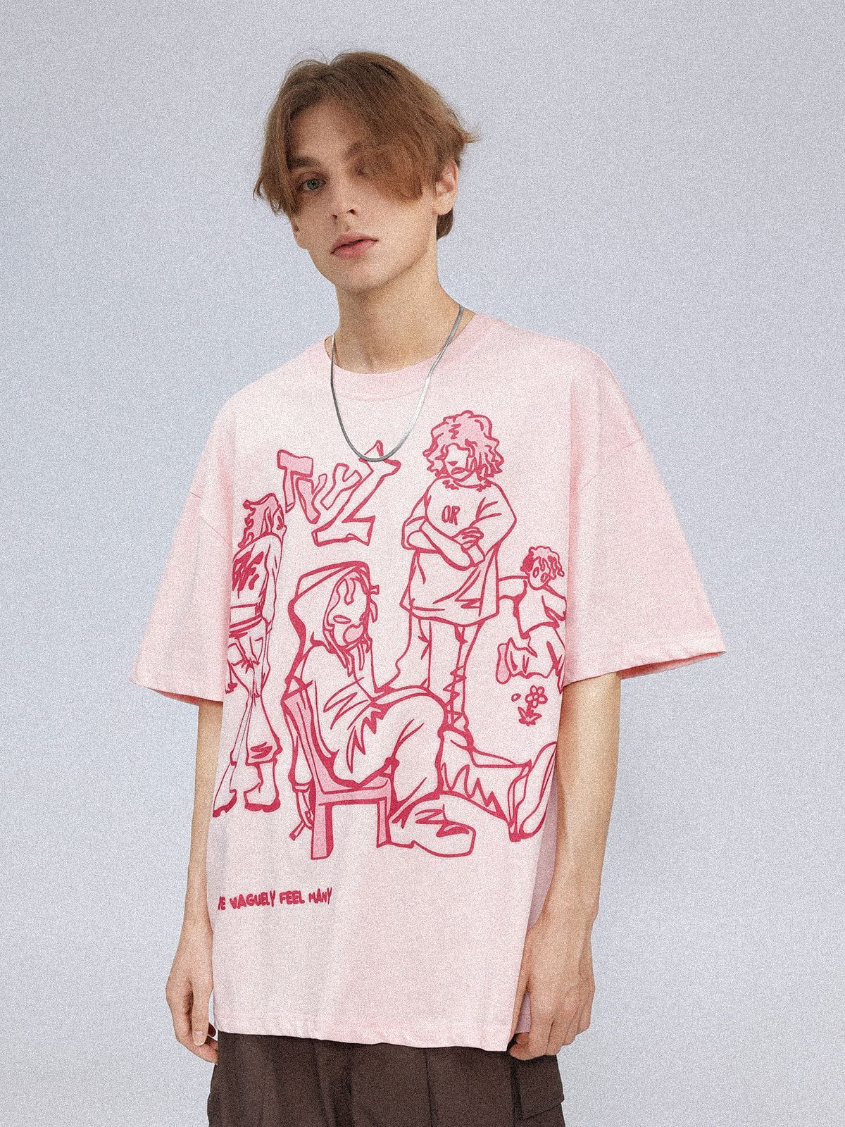 Cartoon Line Character Print Tee