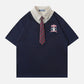 College Stripe Tie Polo Tee