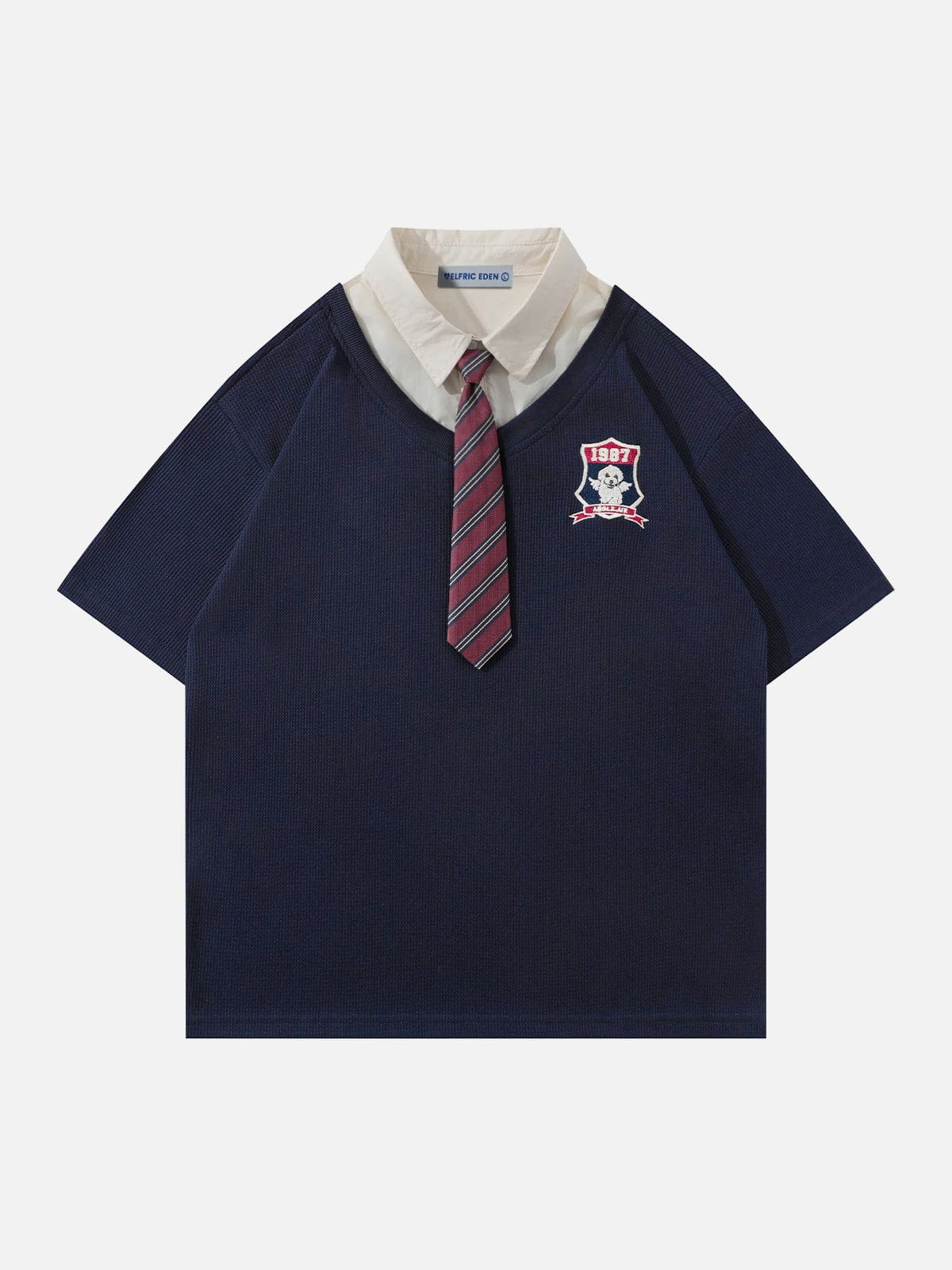College Stripe Tie Polo Tee