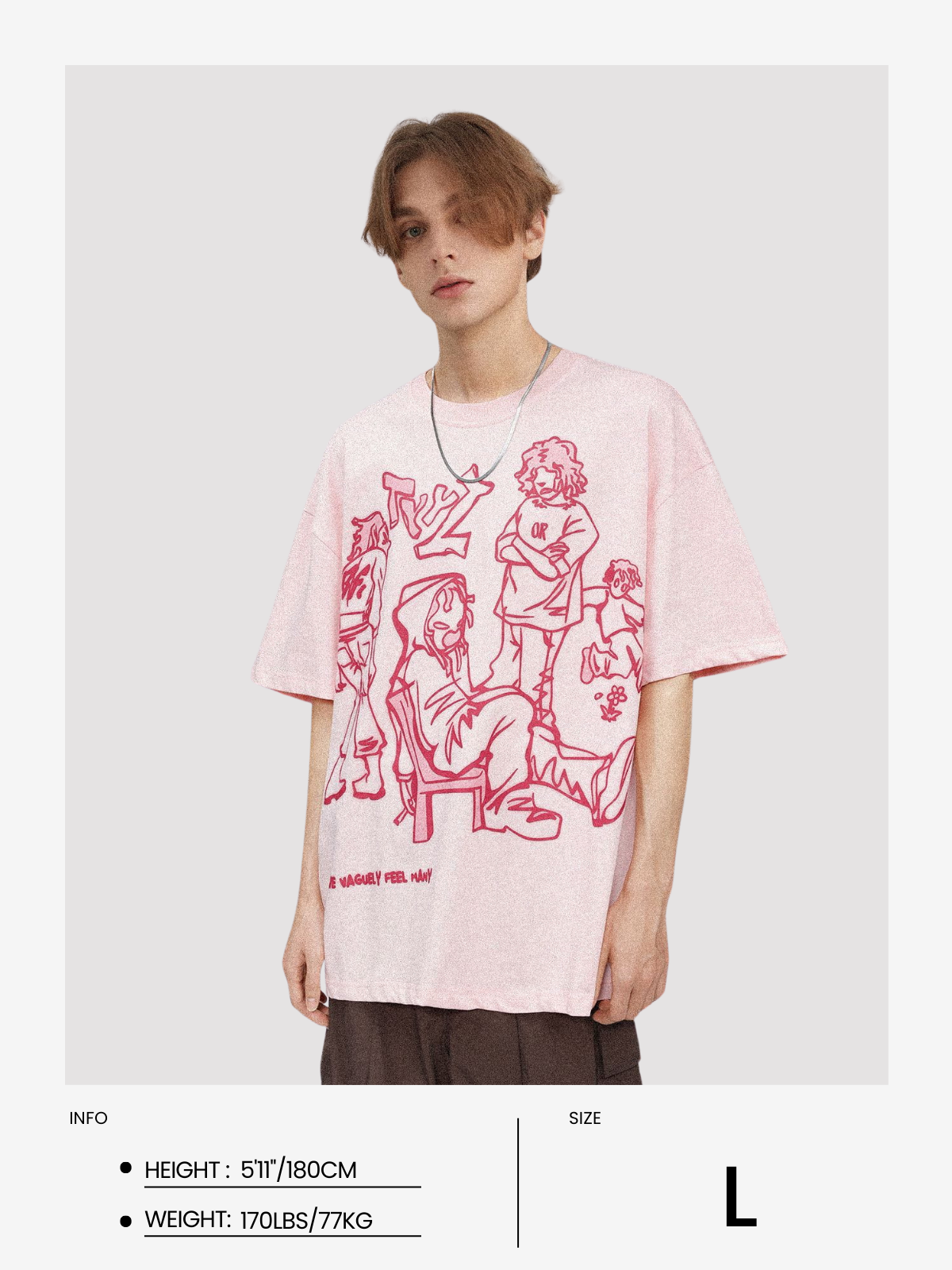 Cartoon Line Character Print Tee