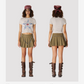 Print Cropped Knit Tee