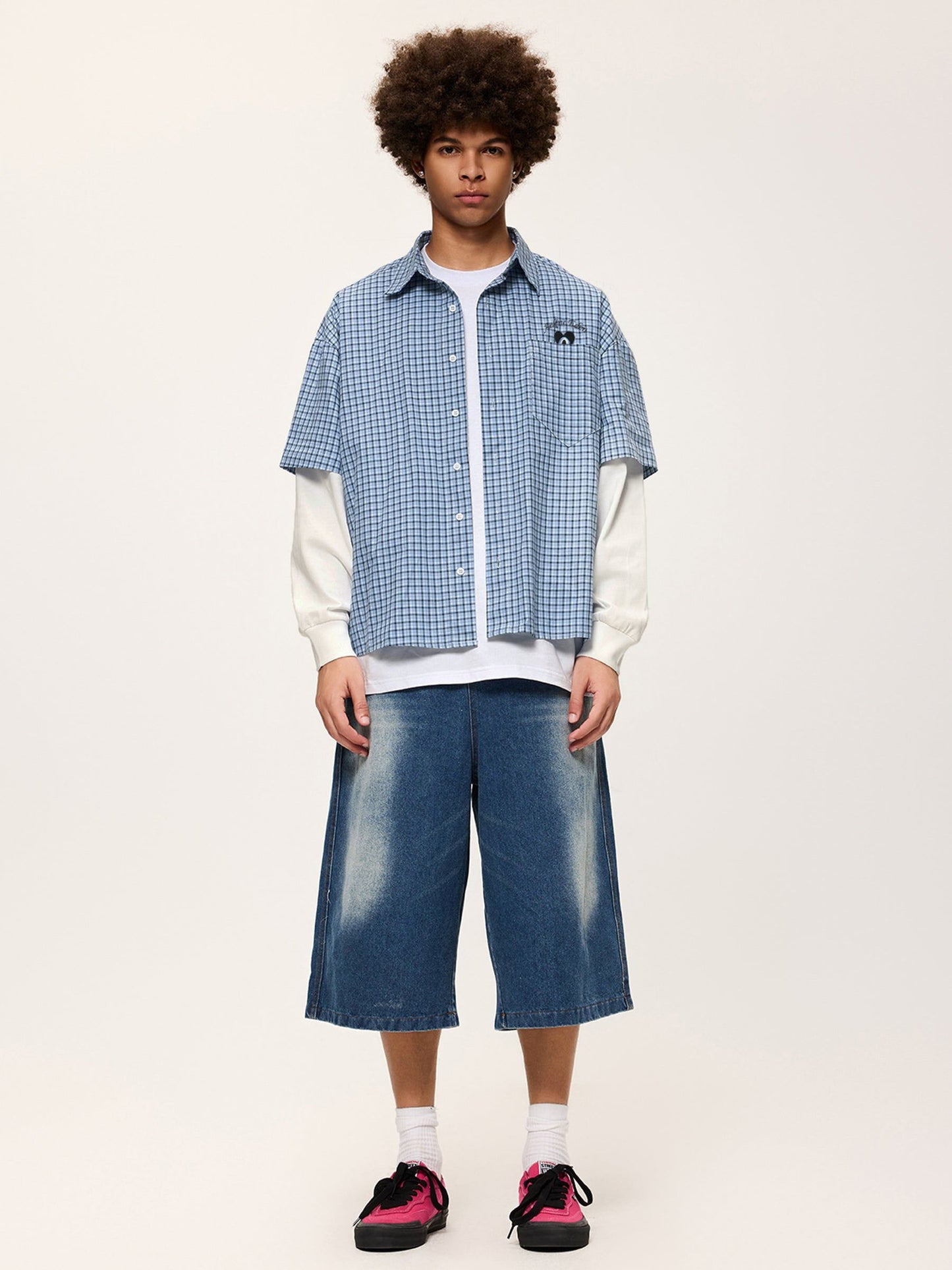 Plaid Patchwork Long Sleeve Shirt