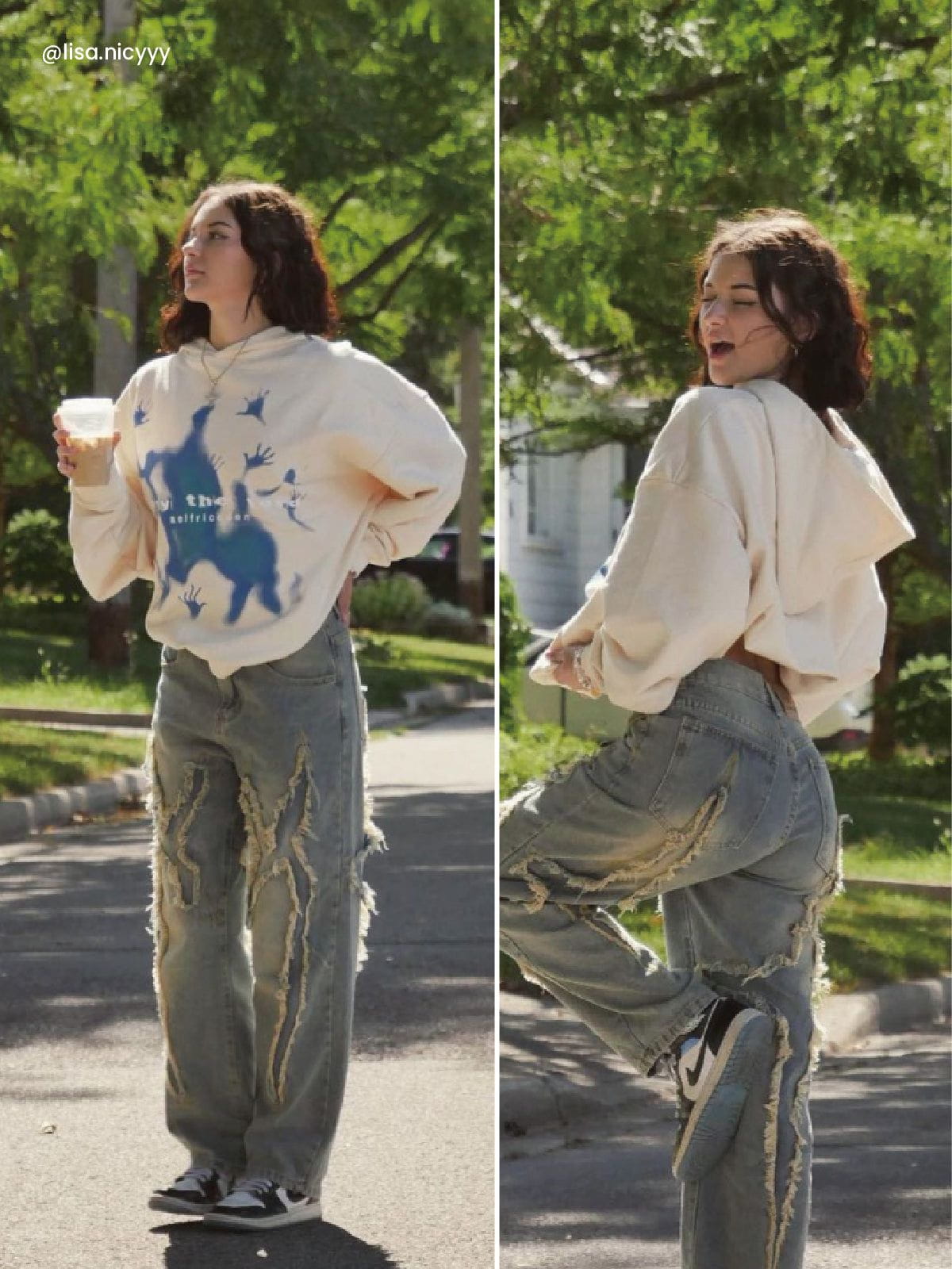 Washed Fringe Jeans