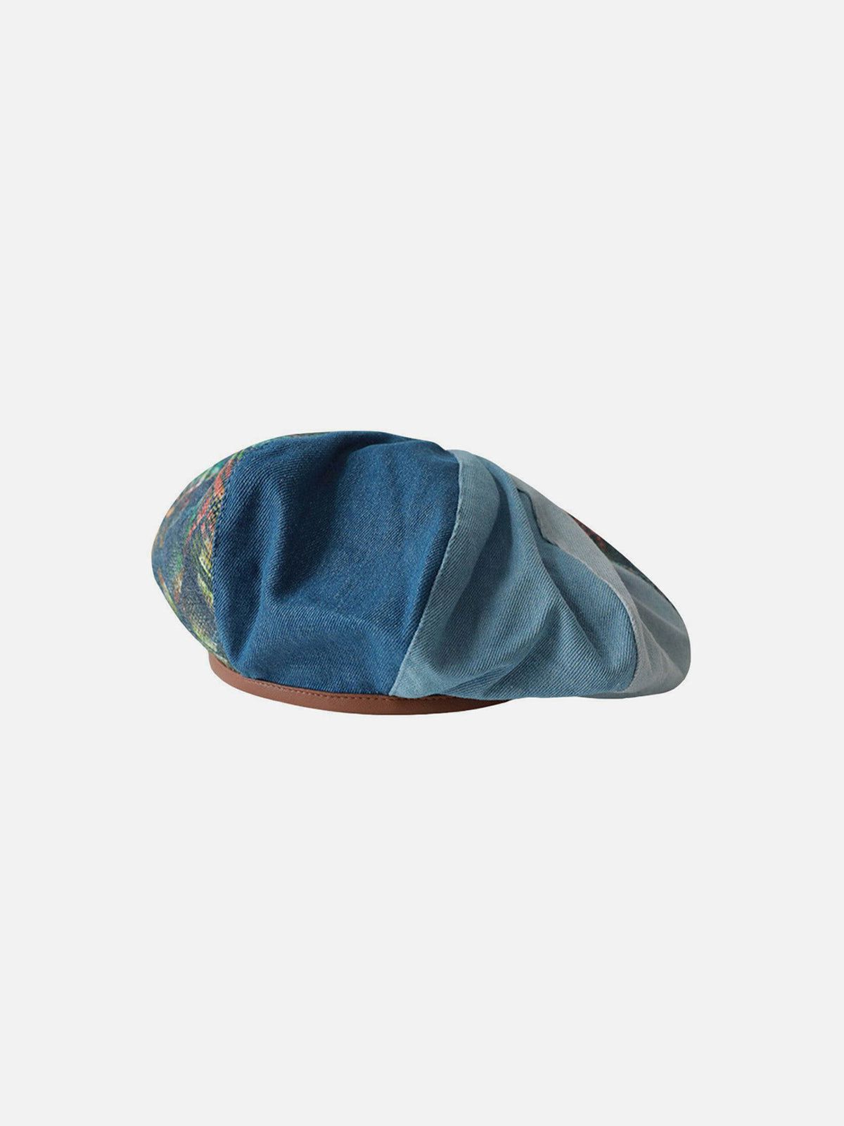 Denim Colorblock Vintage Painter Beret