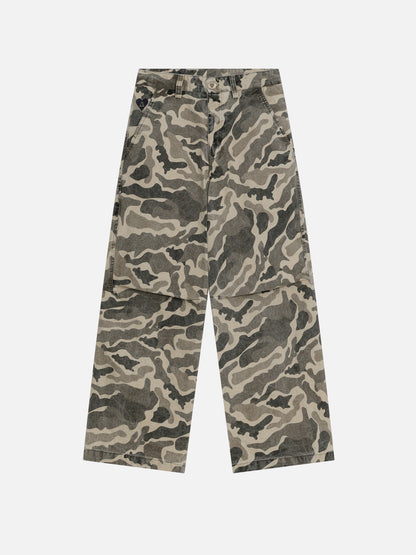 Wrinkle Camouflage Loose Jeans