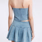 Slit Wrinkle Denim Skirt Set