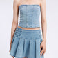 Slit Wrinkle Denim Skirt Set