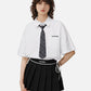 Plaid Tie Short Sleeve Shirt
