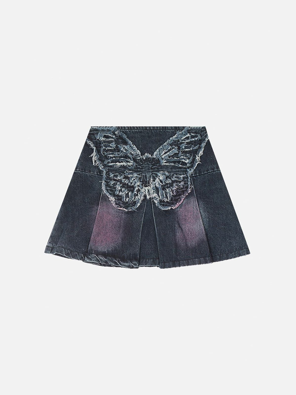 Fringe Butterfly Denim Skirt