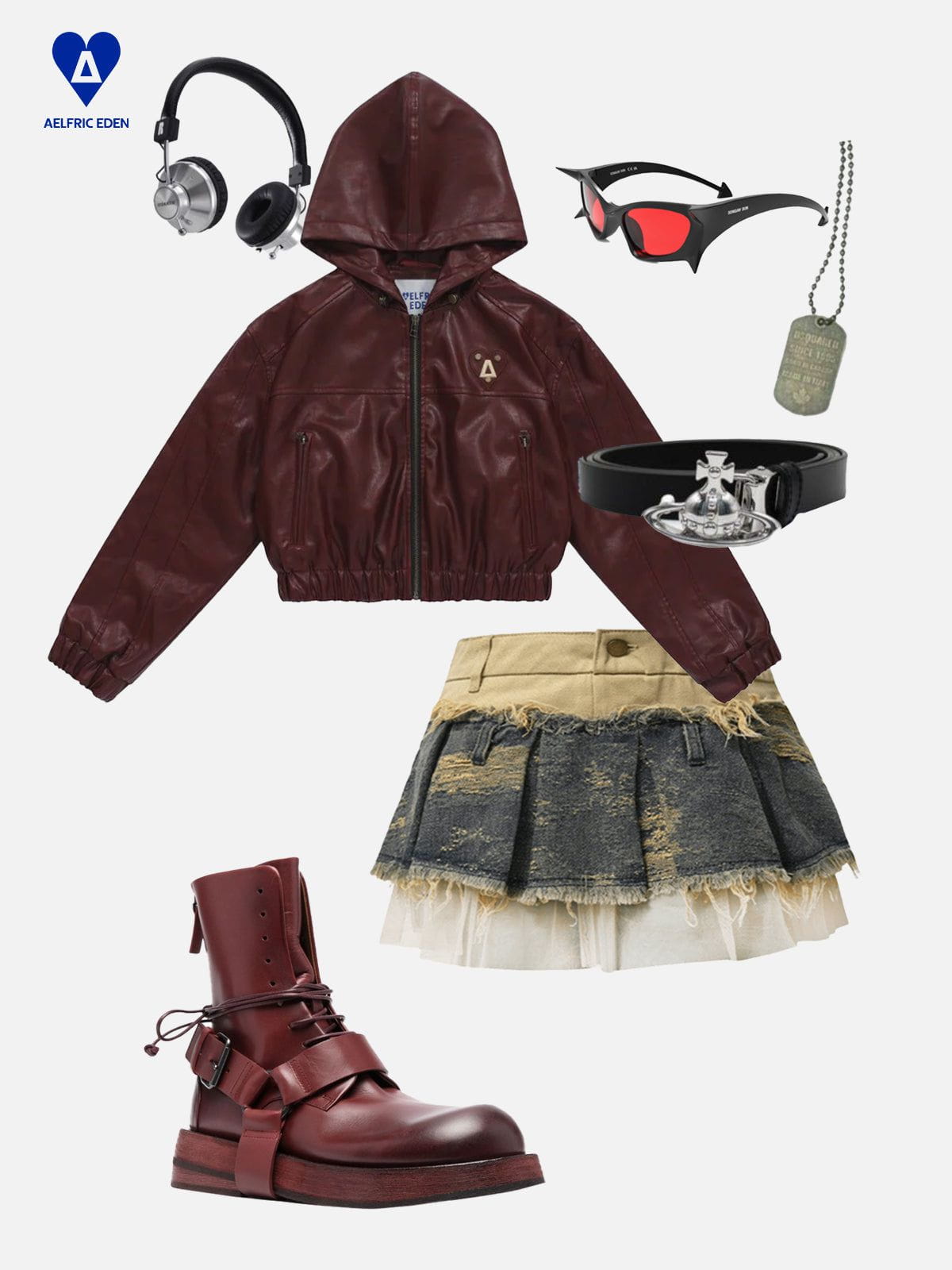Fringe Patchwork Denim Skirt