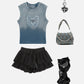 Lace Patchwork Wrinkle Skirt