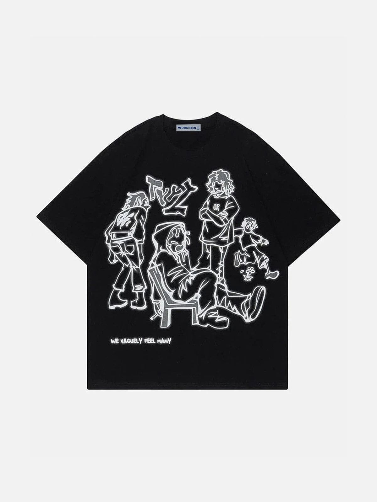 Cartoon Line Character Print Tee