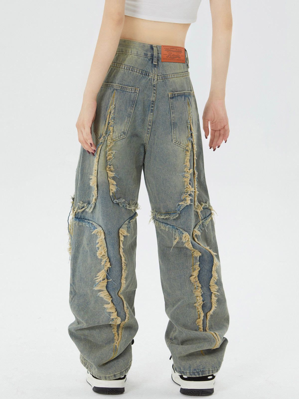 Washed Fringe Jeans