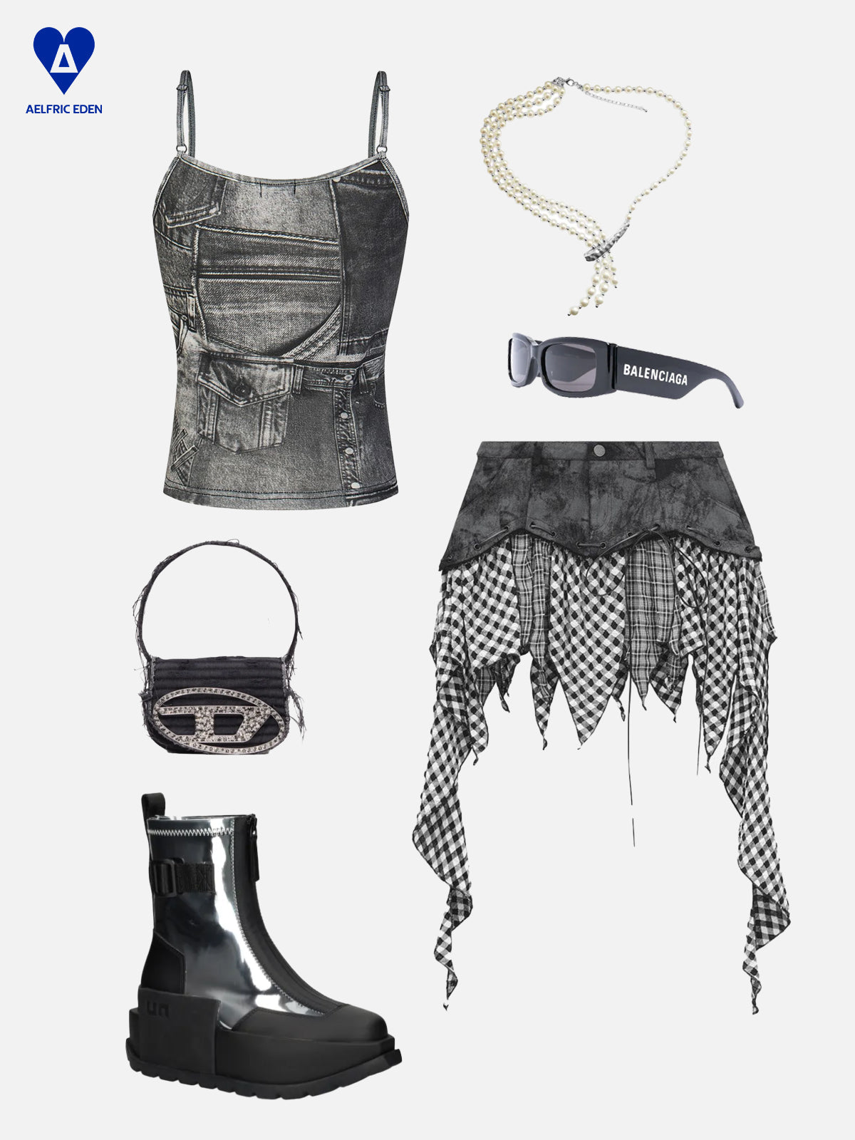 Denim Print Cami Top