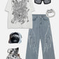 Rivet Wing Loose Jeans