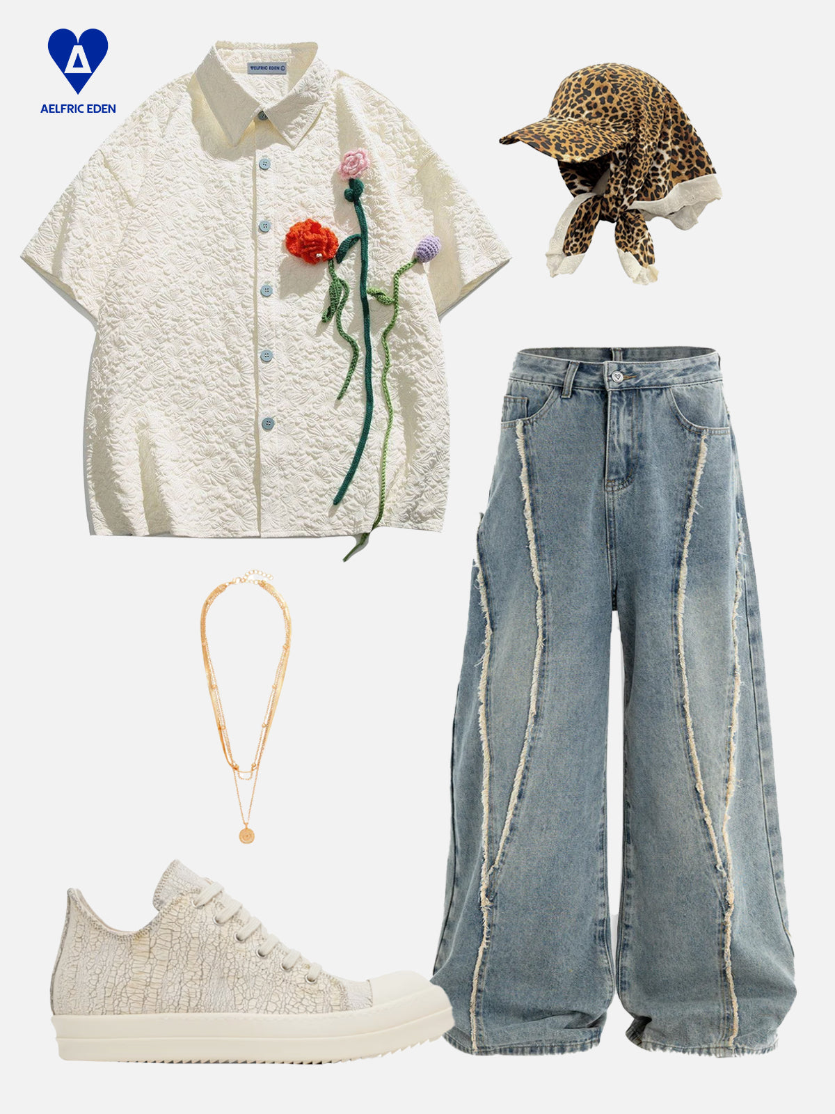 Leopard Print Lace Patchwork Cap