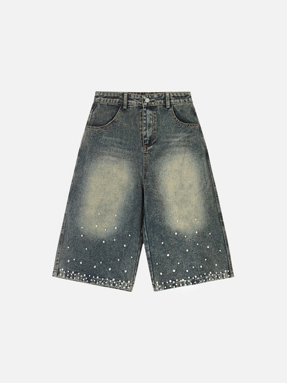 Pearl Embellished Baggy Longline Jorts