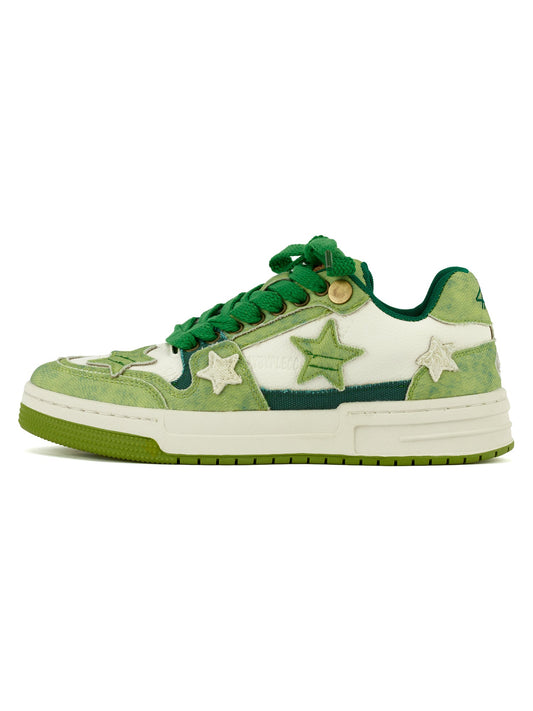 Avocado Green Star Chunky Sneakers