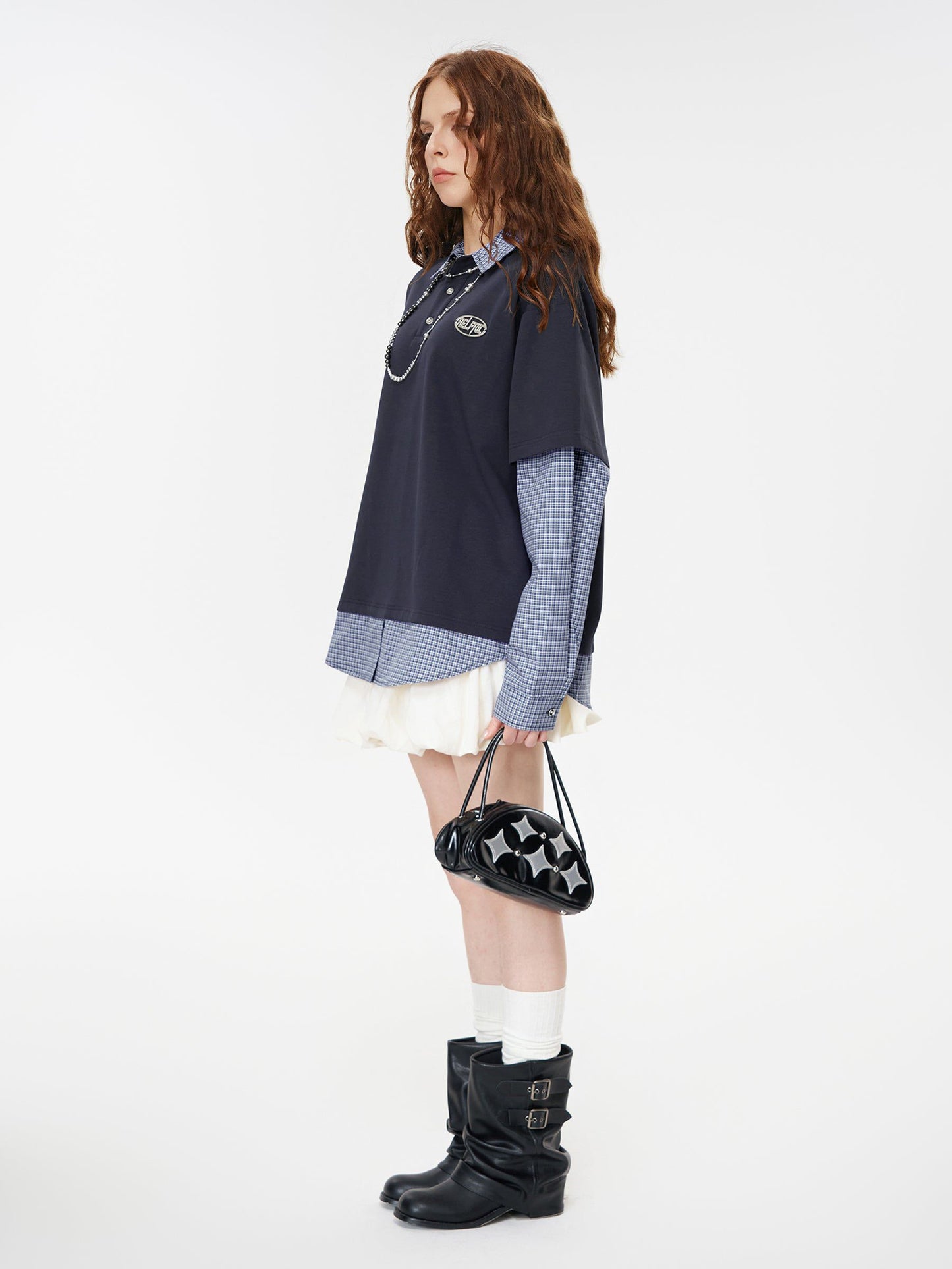 Double Layer Polo Long Sleeve Tee