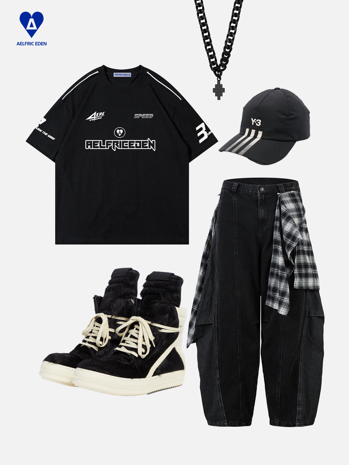 Plaid Baggy Barrel Jeans