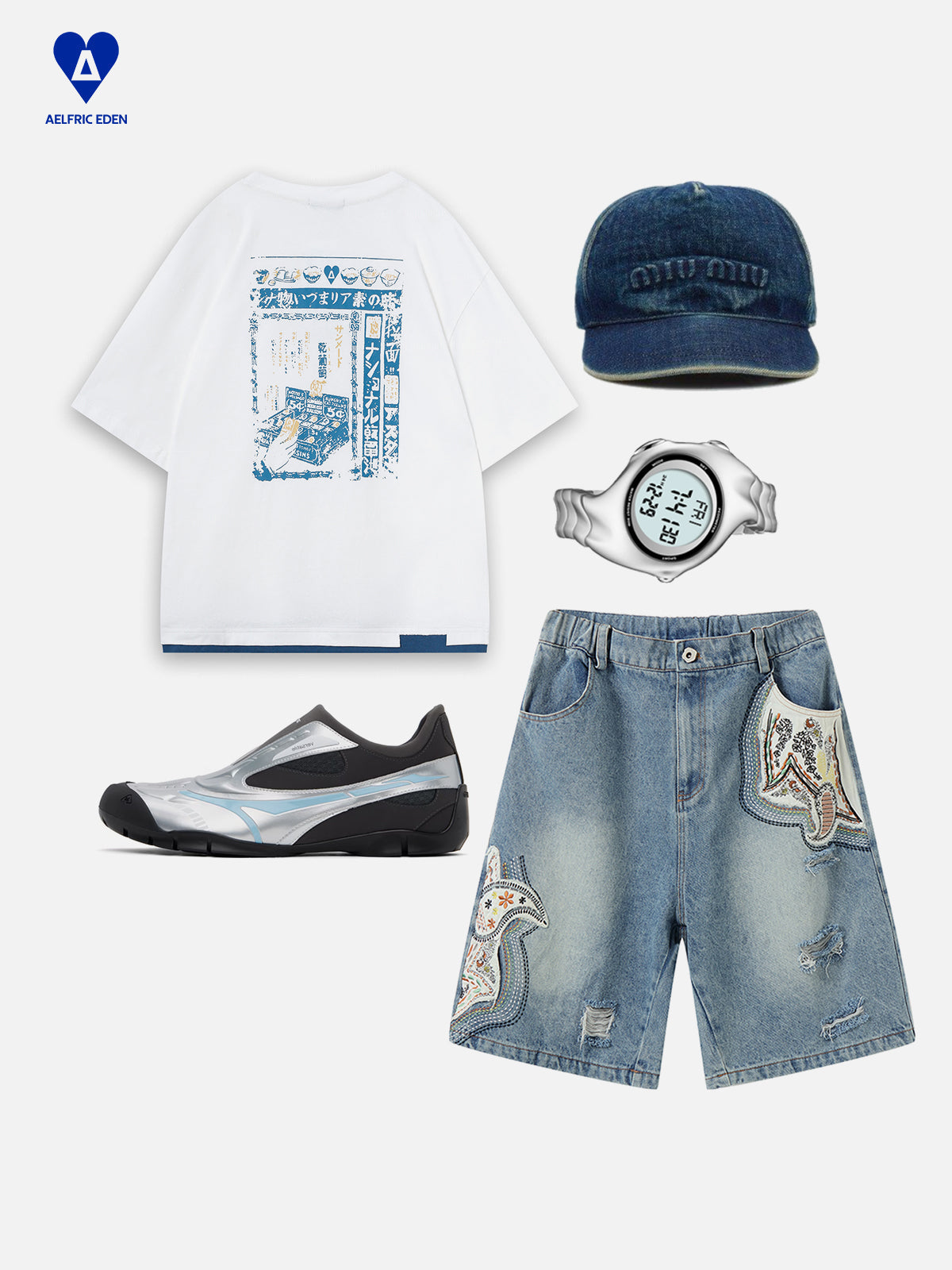 Applique Embroidery Longline Jorts
