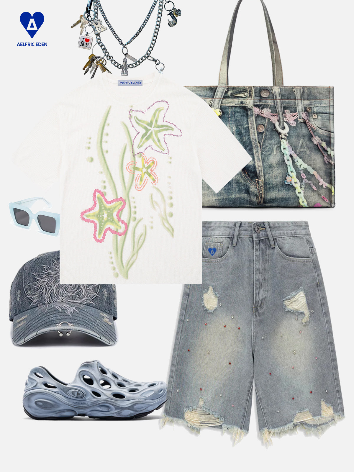 Starfish Print Boxy Tee