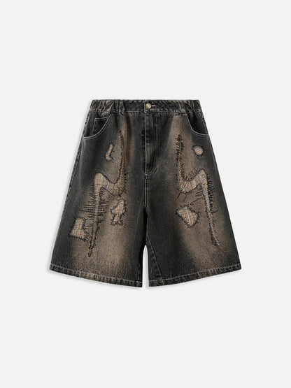 Applique Embroidery Baggy Jorts