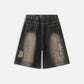 Applique Embroidery Baggy Jorts