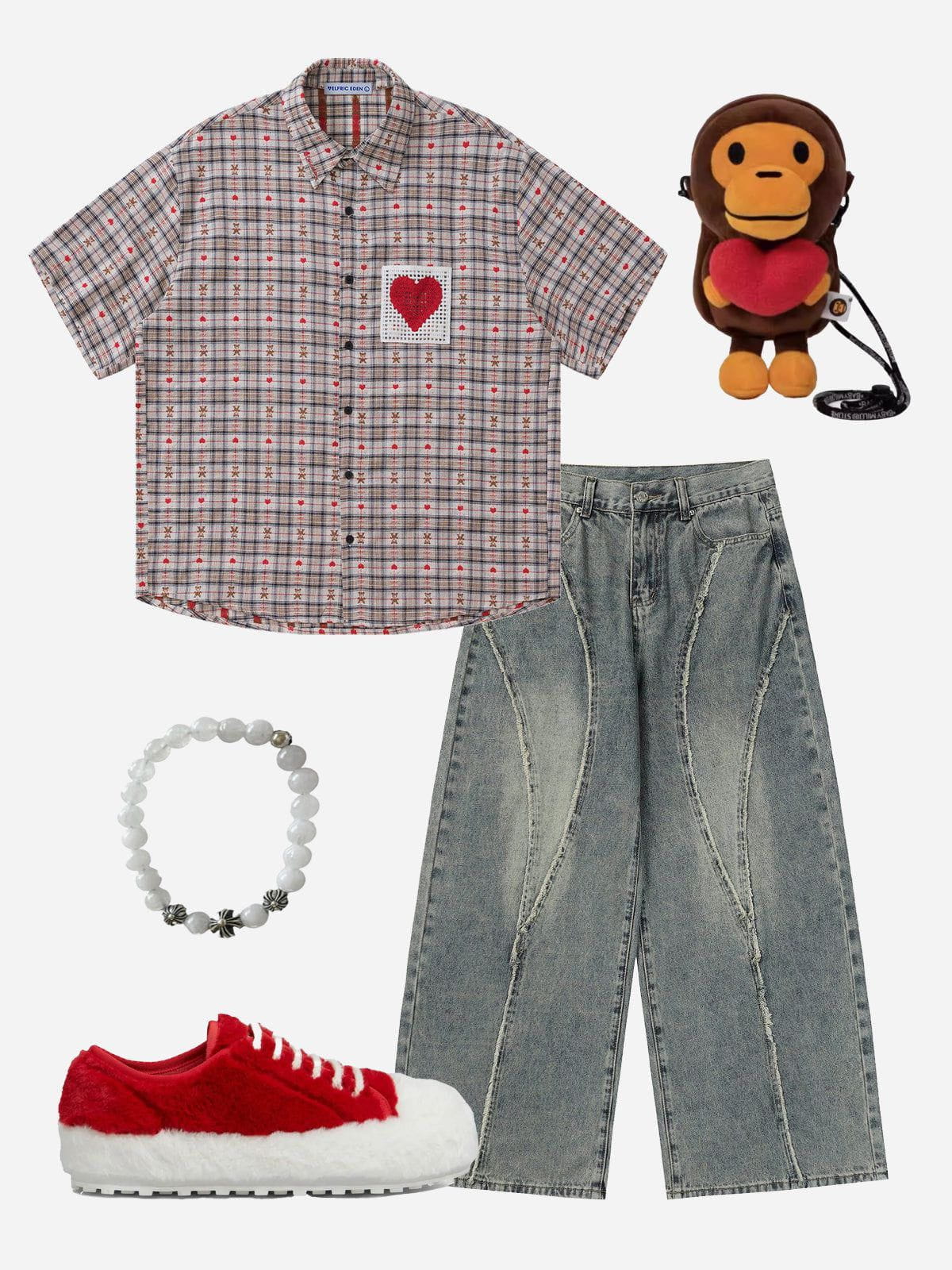 Cut-Out Heart Short Sleeve Shirt